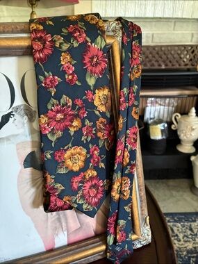 Liberty of London Navy Tie with Red and Gold Floral Print